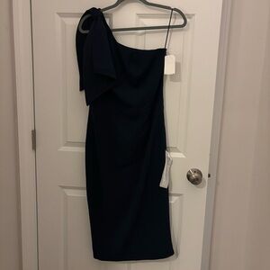 Dress the Population One-Shoulder Dress in Navy